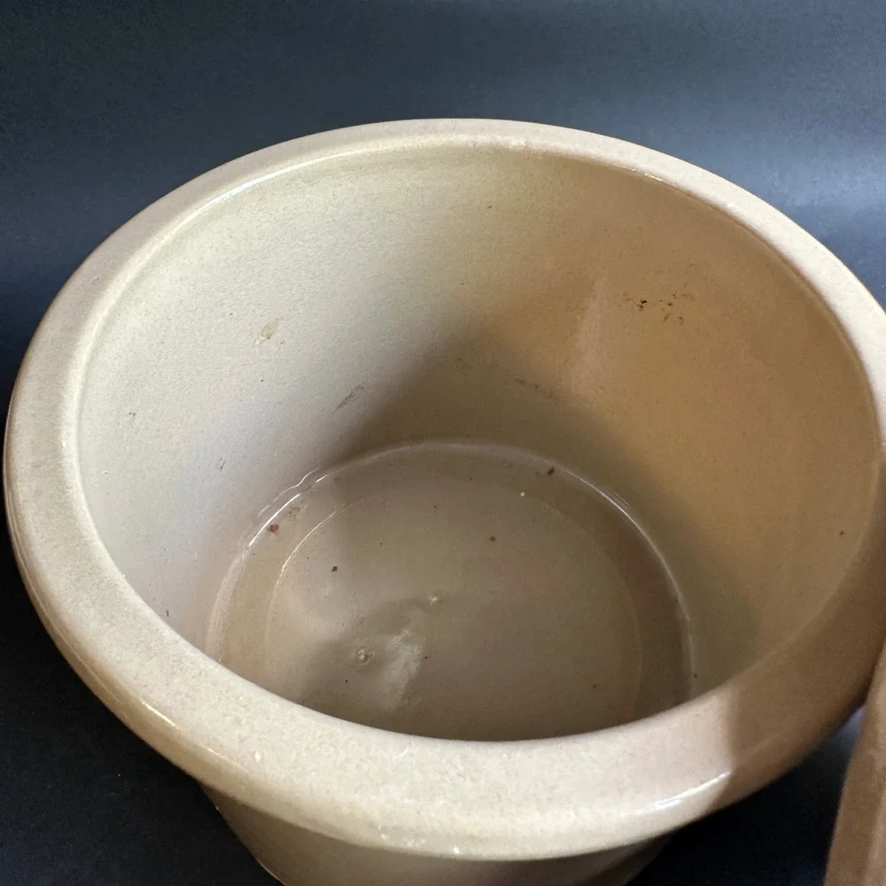 Boston Warehouse Garlic Cellar Bentson-West Design Tan Stoneware Vented Crock